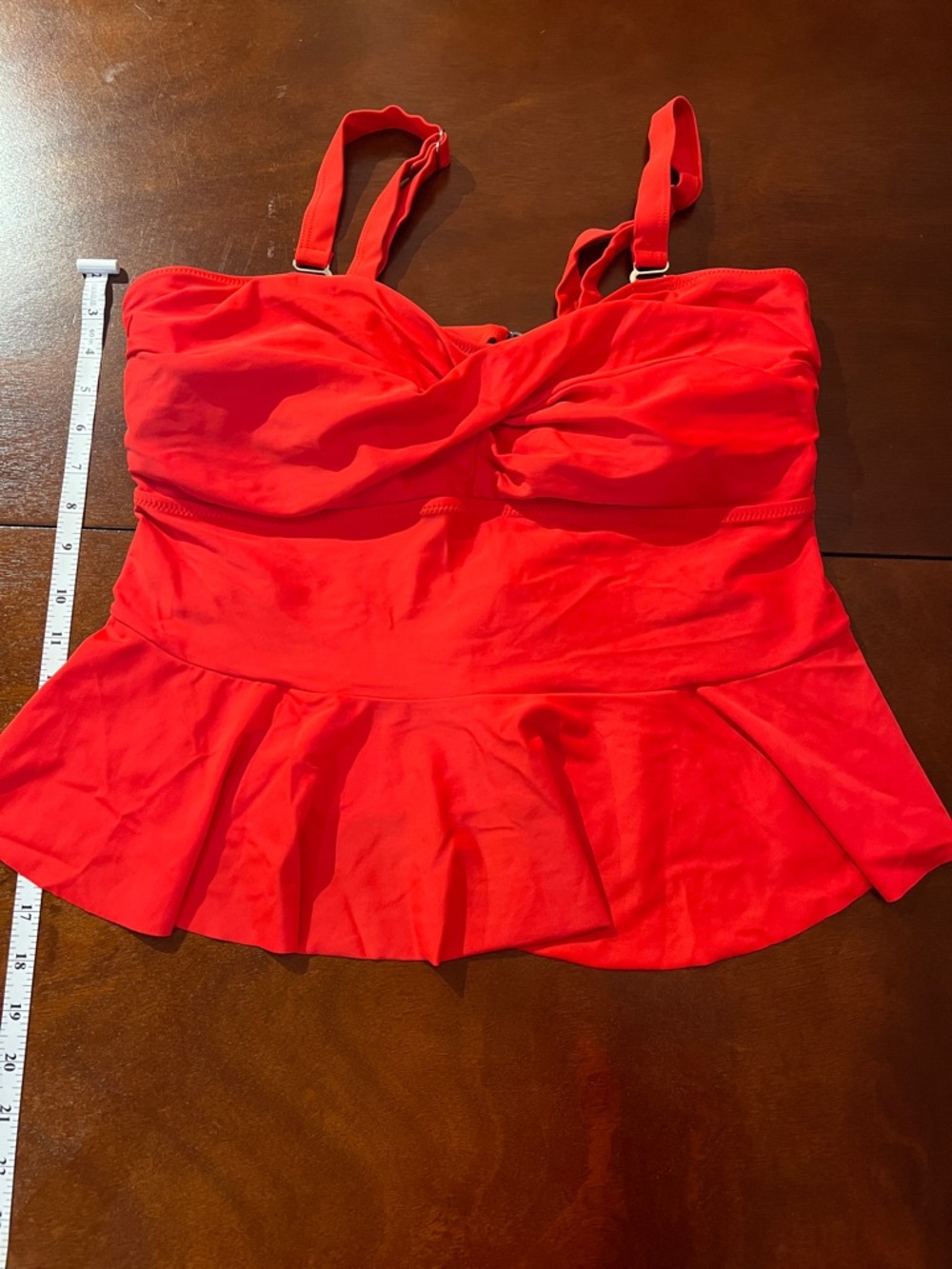 Flattering Red Peplum Bikini Tankini Top